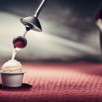 P of a person pouring hot water onto an ice cream stain on carpet in a car