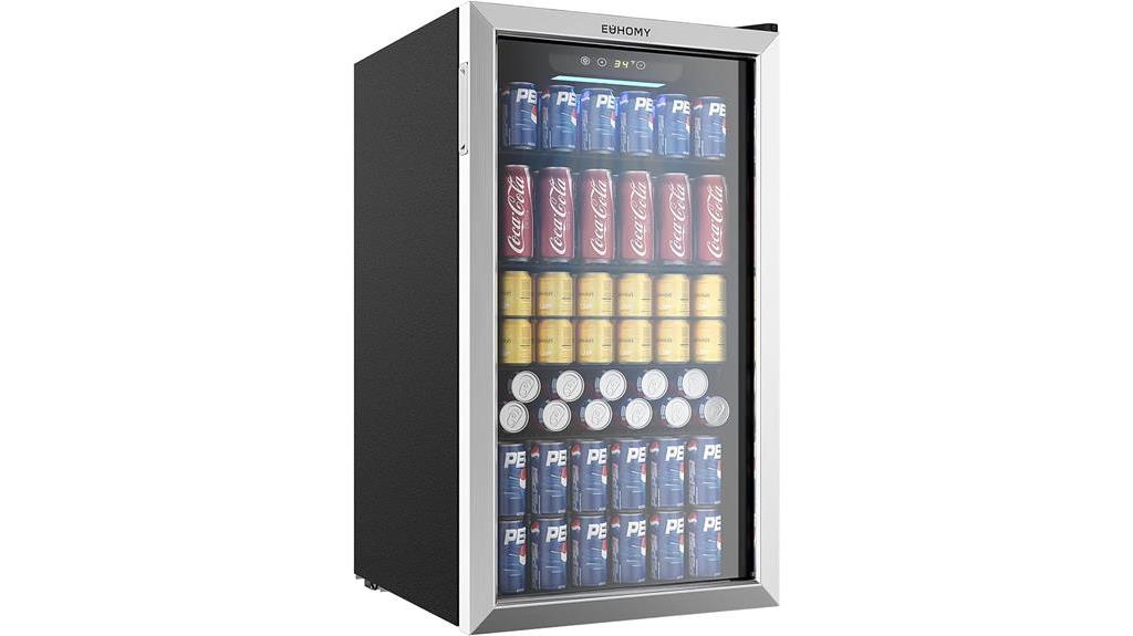 beverage refrigerator with glass