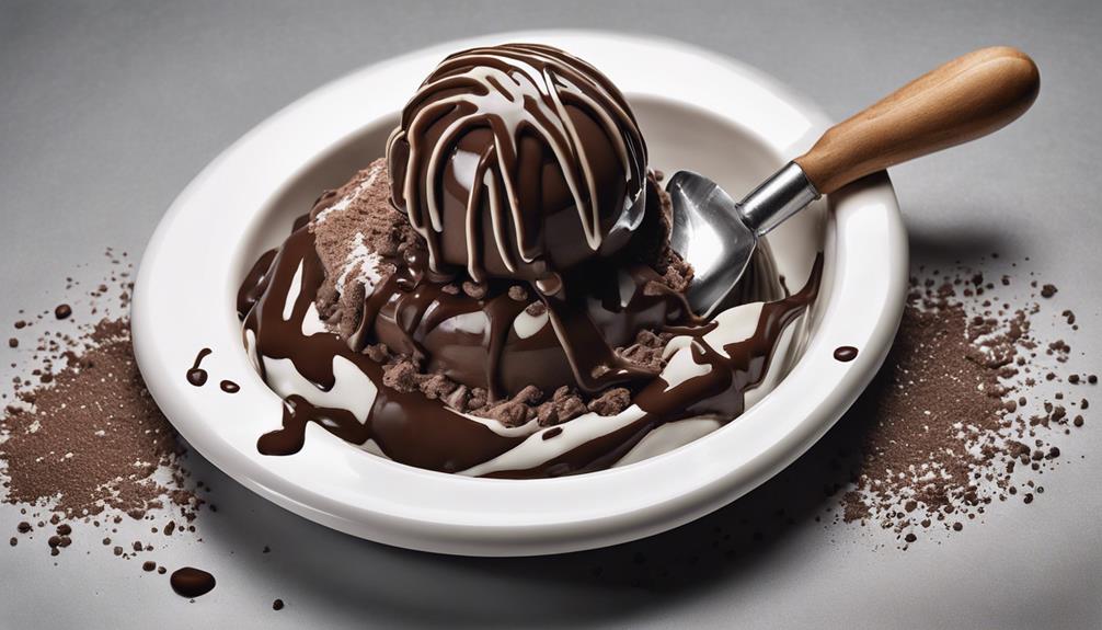scooping chocolate ice cream