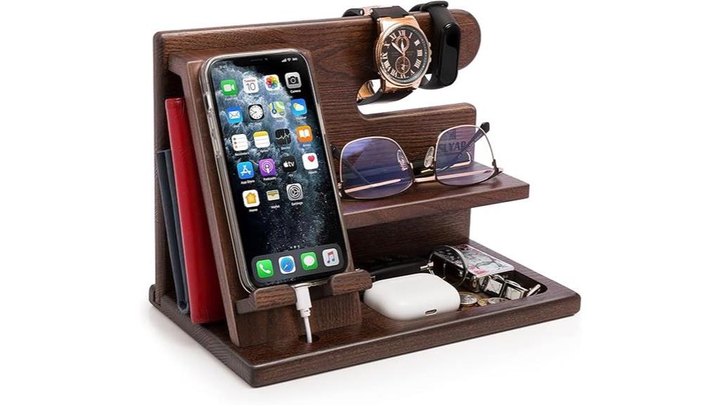 elegant wooden phone stand