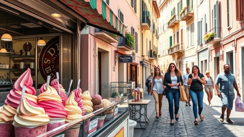 italian street life with gelato