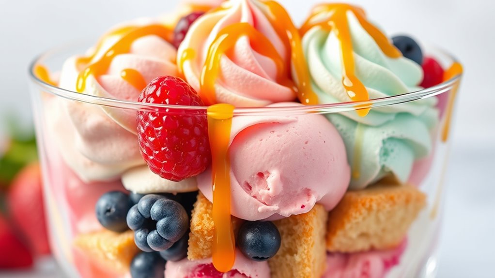 layered gelato dessert assembly