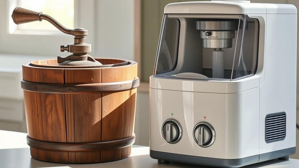 manual nostalgic ice cream making