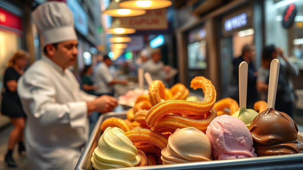 gelato filled crispy churros