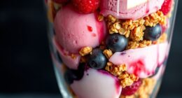 layered dessert with gelato