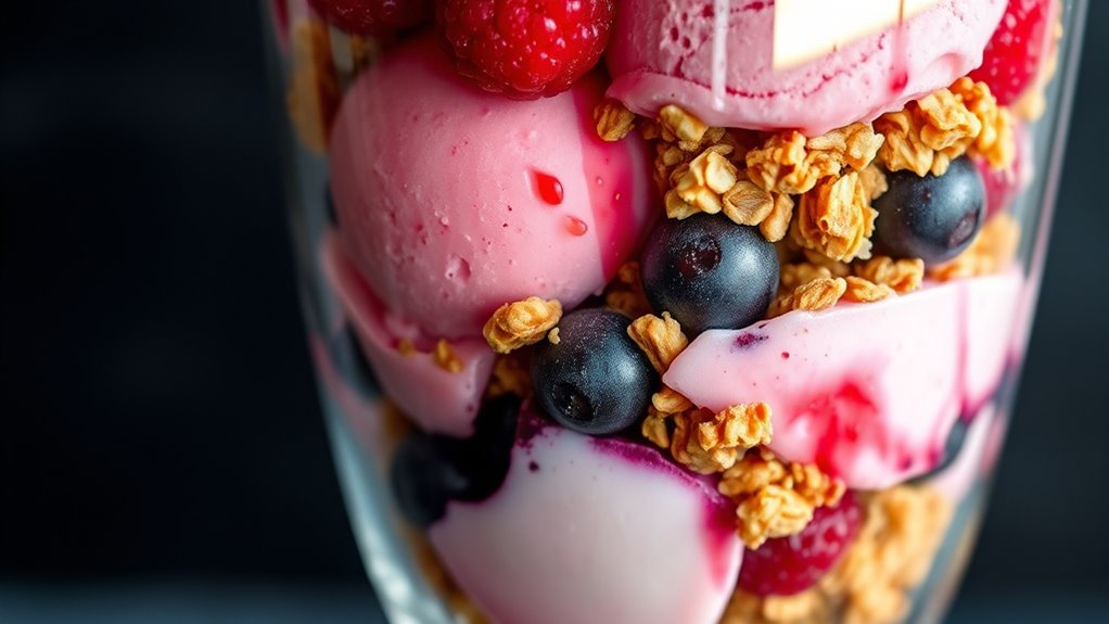 layered dessert with gelato