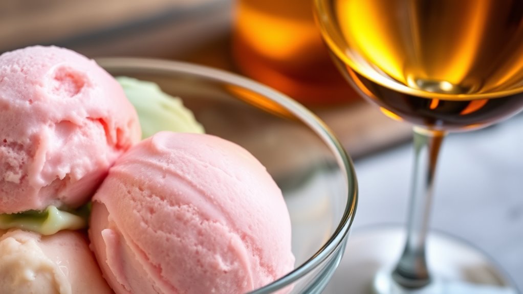 sweet gelato with dessert wines
