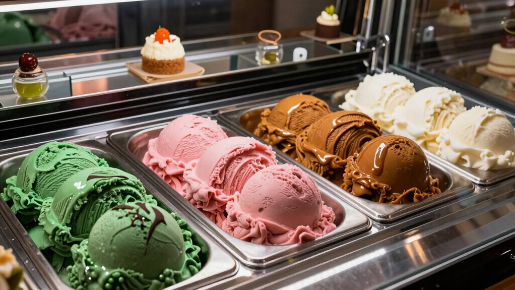 artisanal artistic gelato presentation