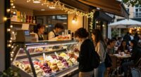 evening gelato shop crowds