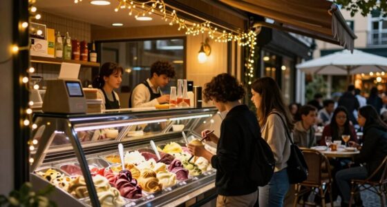 evening gelato shop crowds