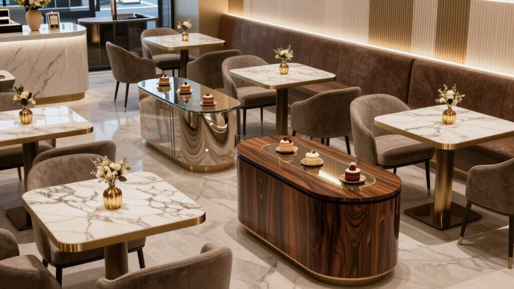luxury dessert shop tables