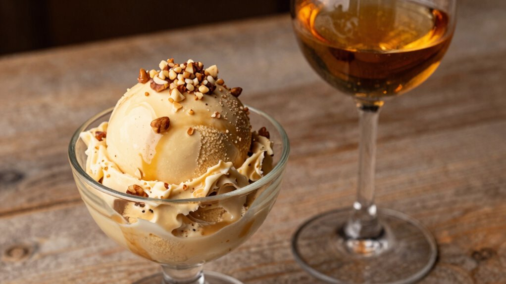 nut gelato and dessert wine