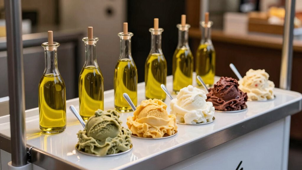 savory gelato with olive oil
