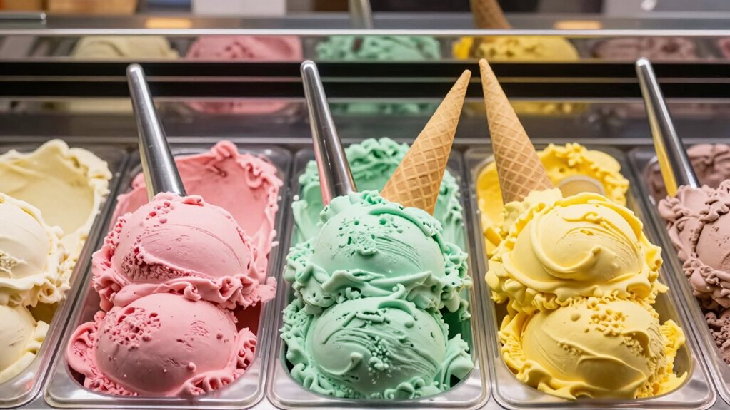 vibrant organized gelato display