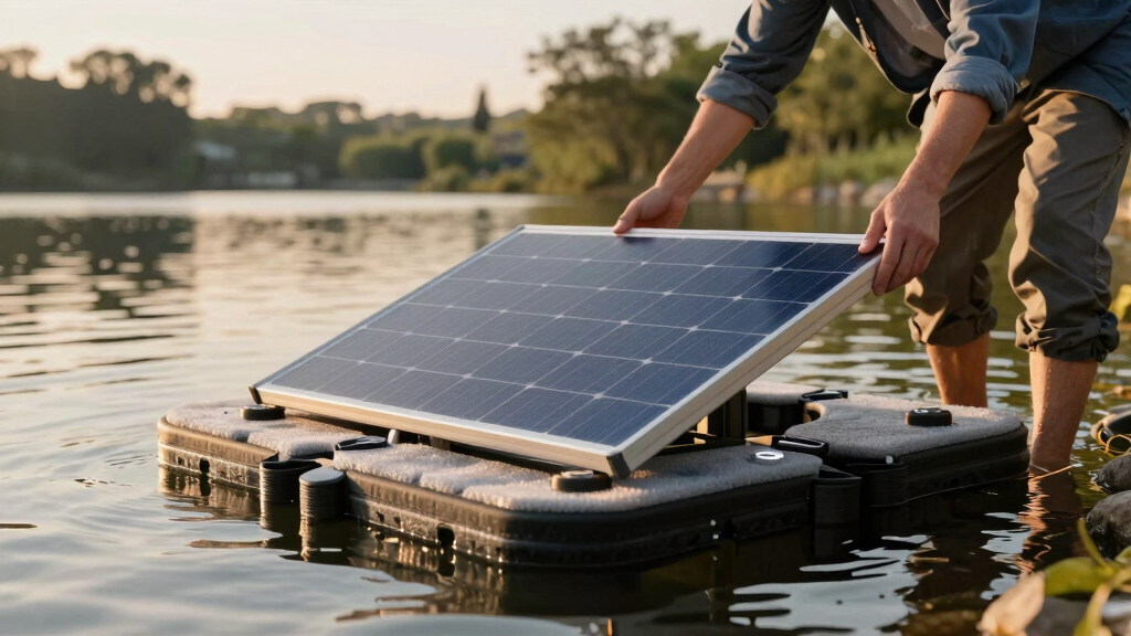 Floating Solar PV on Foam with Air Bubblers