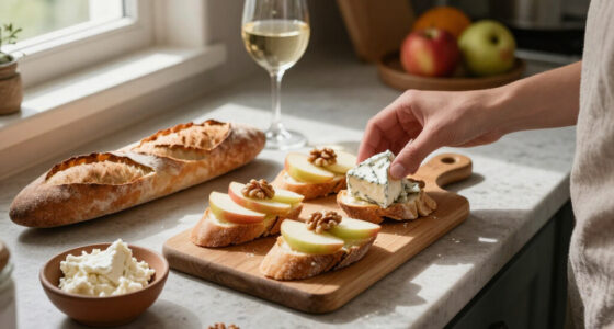 Crostini Con Formaggio Roquefort, Mele E Noci