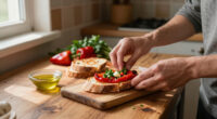 Crostone Di Pane Con Peperoni, Aglio E Prezzemolo