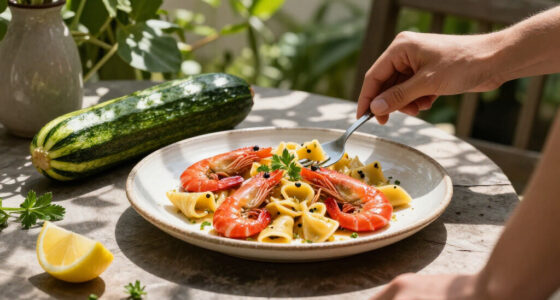 Fusilloni Con Gamberi Rossi E Zucchine