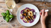 Ravioli Di Melanzane Con Salsa Di Cozze Al Caffè